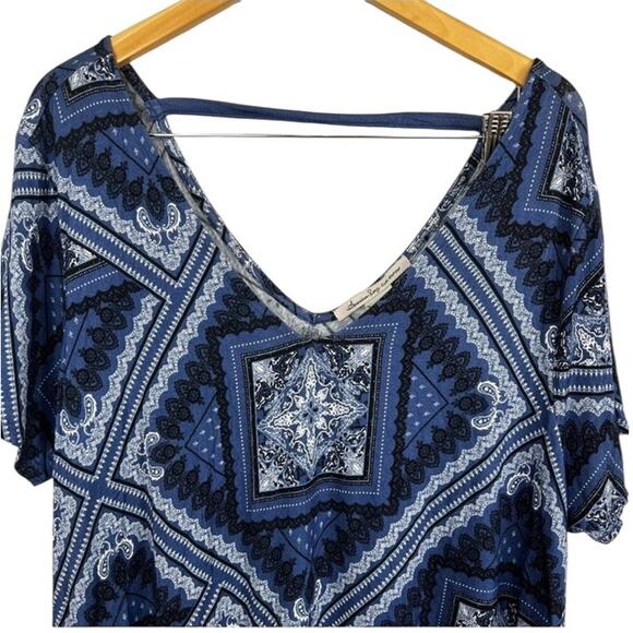 American Rag Blue Paisley Bandana Print Swing Boho Tunic Top Size 1X NWT - Picture 5 of 8